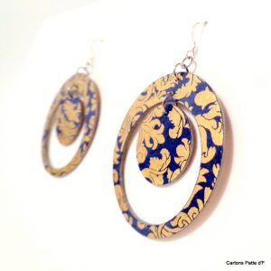 Boucles d'oreille en carton - "Grandes créoles plus une" - Or Bleu - Argent 925 – Image 3