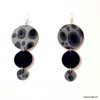 Boucles d'oreille en carton - Longues rondes - Gris galets/Noir - Argent 925 – Image 4