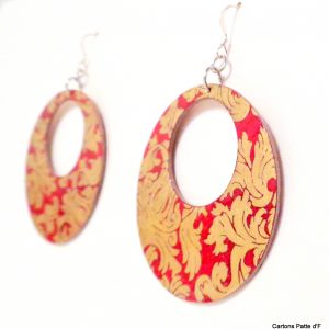 Boucles d'oreille en carton - Grandes Créoles - Or Rouge - Argent 925 – Image 2