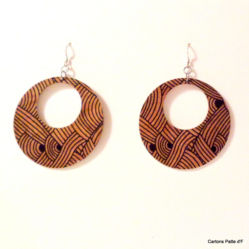 Boucles D'oreilles Créoles En Bois Naturel Marron Fait Main - 81stgeneration