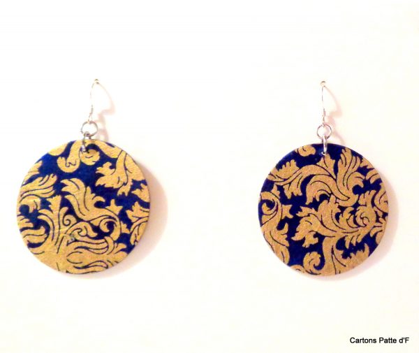 Boucles d'oreille en carton - Rondes - Or bleu - Argent 925