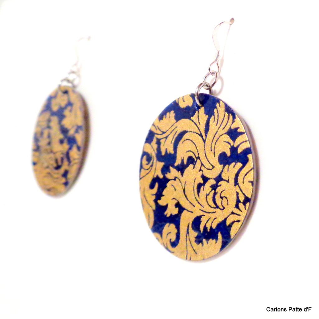 Boucles d'oreille en carton - Rondes - Or bleu - Argent 925