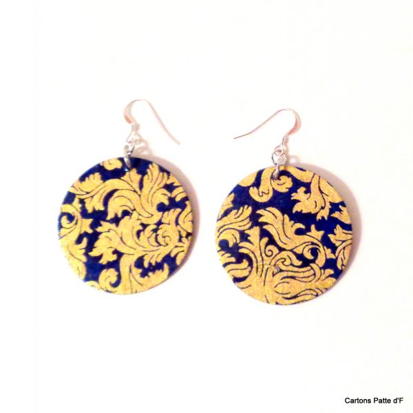 Boucles d'oreille en carton - Rondes - Or bleu - Argent 925