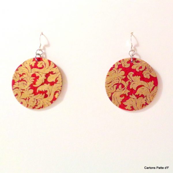 Boucles d'oreille en carton - Rondes - Or Rouge - Argent 925