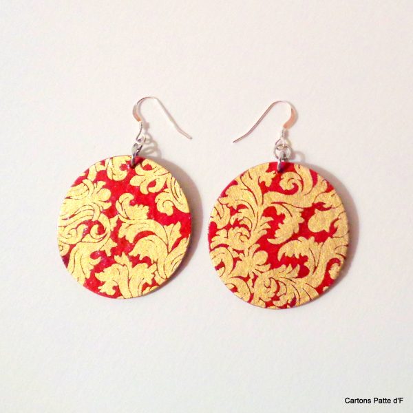 Boucles d'oreille en carton - Rondes - Or Rouge - Argent 925