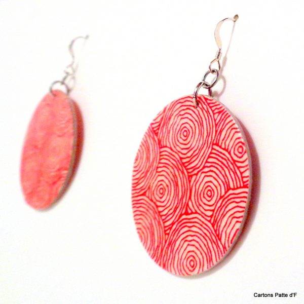 Boucles d'oreille en carton - Rondes - Rondorouge - Argent 925