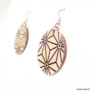 Boucles d'oreille en carton - Rondes - Blanc étoilé - Argent 925 – Image 3