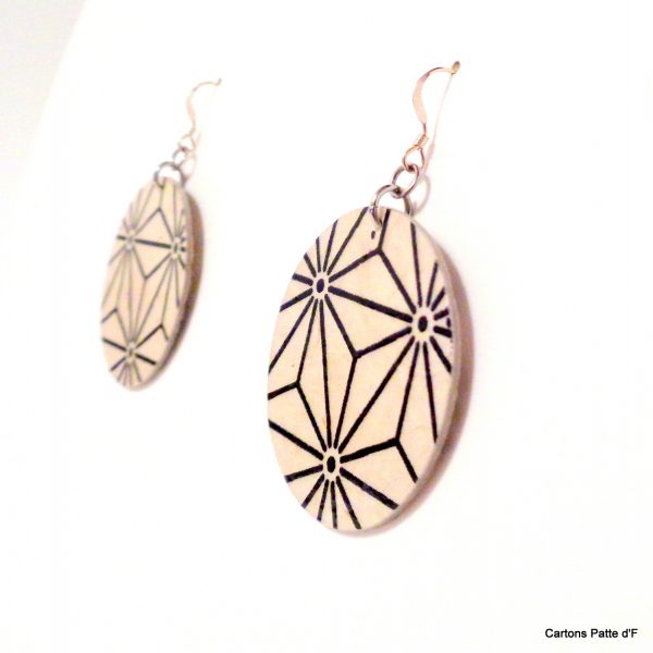 Boucles d'oreille en carton - Rondes - Blanc étoilé - Argent 925