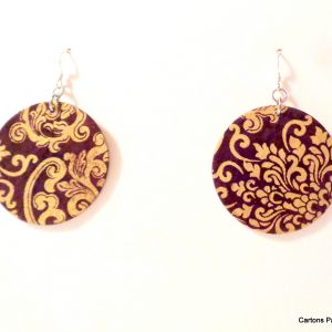 Boucles d'oreille en carton - Rondes - Or Bordeaux - Argent 925 – Image 3