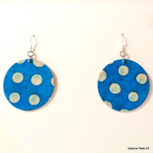 Boucles d'oreille en carton - Rondes - Bleu pois - Argent 925 – Image 3