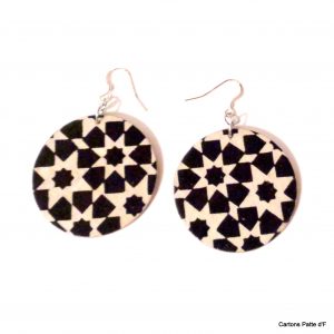 Boucles d'oreille en carton - Rondes - Noir Istanbul - Argent 925 – Image 2