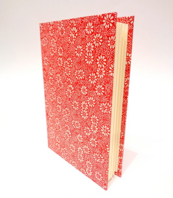 Carnet de poche - 11 cm x 16 cm - "Rouge à fleurs" - 144 pages