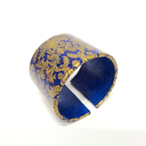 Bracelet manchette en carton - "Or bleu"