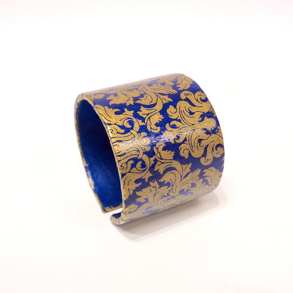 Bracelet manchette en carton - "Or bleu"