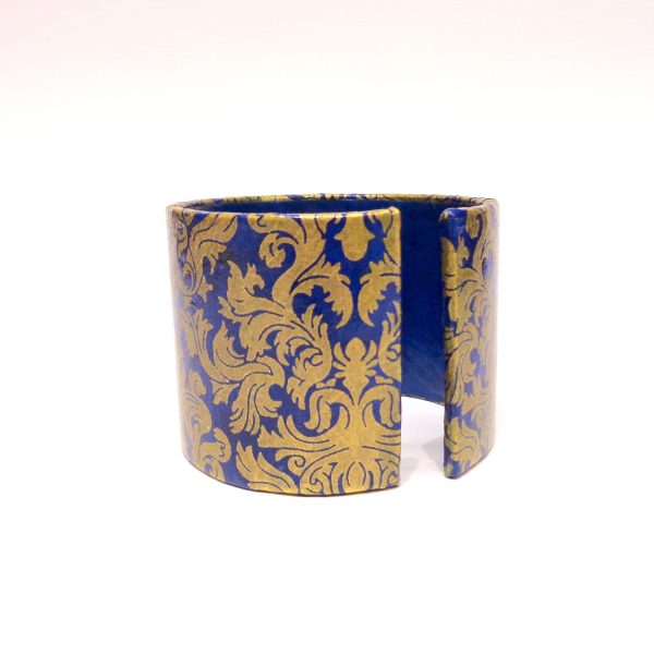 Bracelet manchette en carton - "Or bleu"