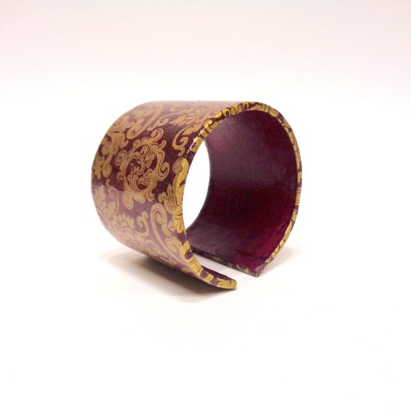Bracelet manchette en carton - "Or Bordeaux"