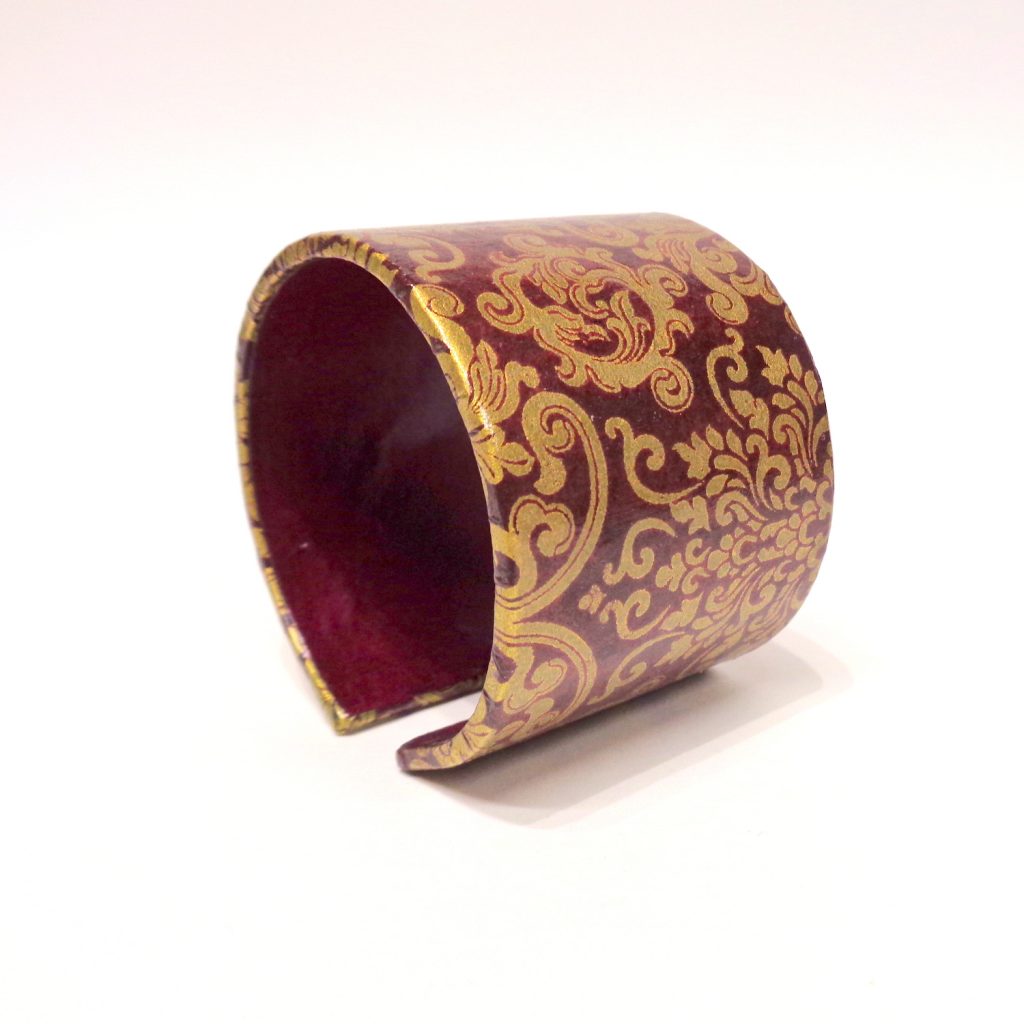 Bracelet manchette en carton - "Or Bordeaux"