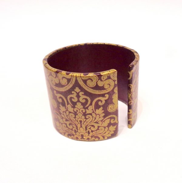Bracelet manchette en carton - "Or Bordeaux"