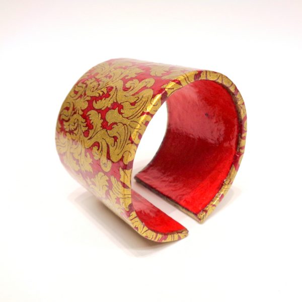 Bracelet manchette en carton - "Or Rouge"