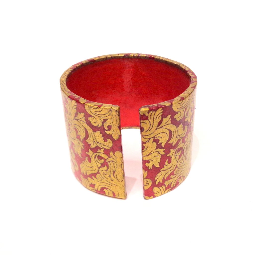 Bracelet manchette en carton - "Or Rouge"
