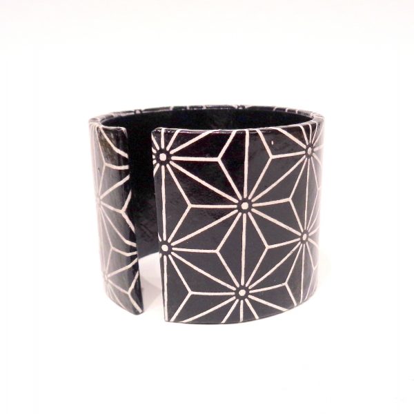 Bracelet manchette en carton - "Noir étoilé"