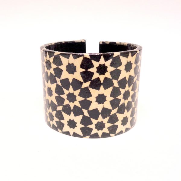 Bracelet manchette en carton - "Blanc et noir Istanbul"