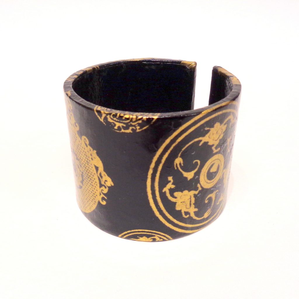 Bracelet manchette en carton - "Or noir"