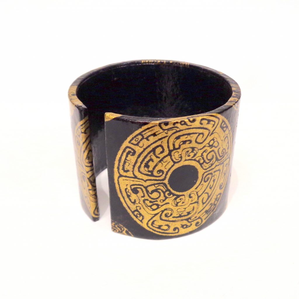 Bracelet manchette en carton - "Or noir"