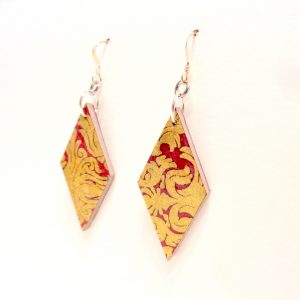 Boucles d'oreille en carton - Losange - "Or Rouge" - Argent 925 – Image 3