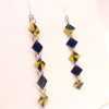 Boucles d'oreille en carton - Longues fines - Bleu et Jaune Géo - Argent 925 – Image 2