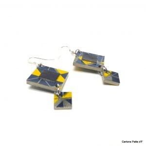 Boucles d'oreille en carton - Classiques - Bleu et Jaune Géo - Argent 925 – Image 4