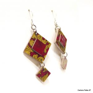 Boucles d'oreille en carton - Classiques - Rouge Or - Argent 925 – Image 2