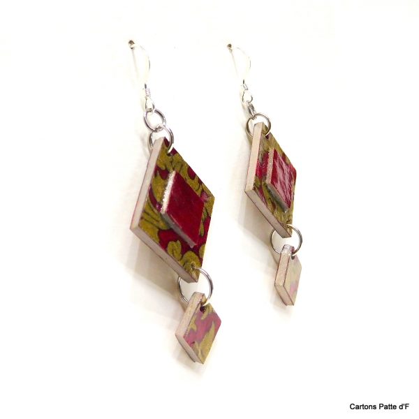 Boucles d'oreille en carton - Classiques - Rouge Or - Argent 925