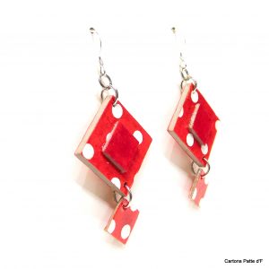Boucles d'oreille en carton - Classiques - Rouge à petits pois - Argent 925 – Image 4