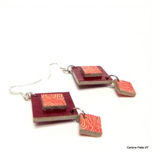 Boucles d'oreille en carton - Classiques - Rouge carmin/Rondorouge - Argent 925 – Image 3