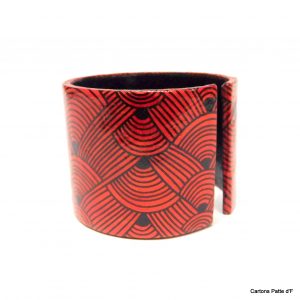 Bracelet manchette en carton - "Rouge nœuds" – Image 4