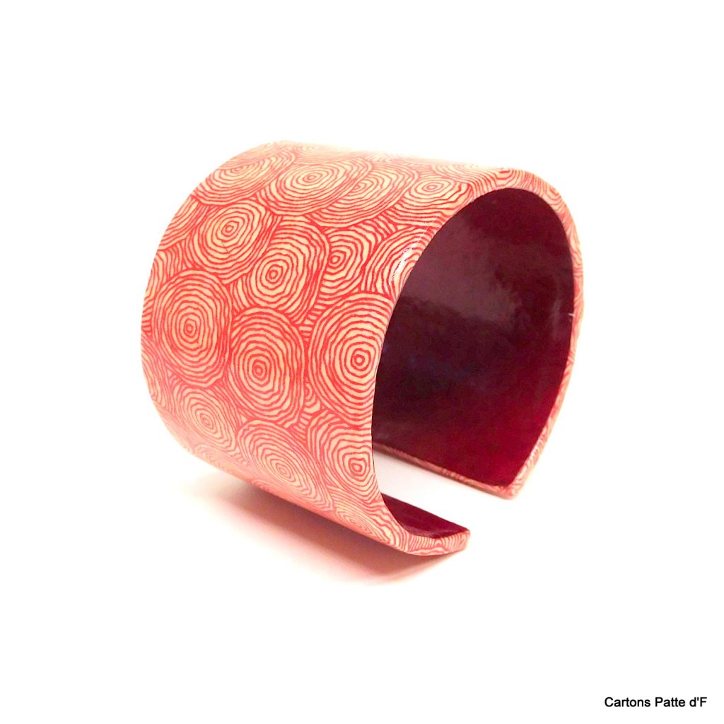Bracelet manchette en carton - "Rondorouge"