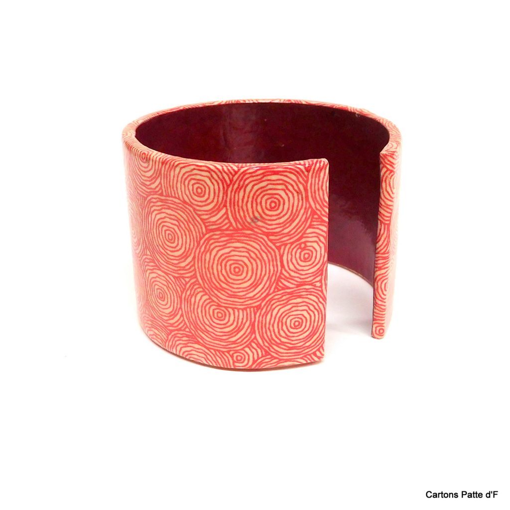 Bracelet manchette en carton - "Rondorouge"