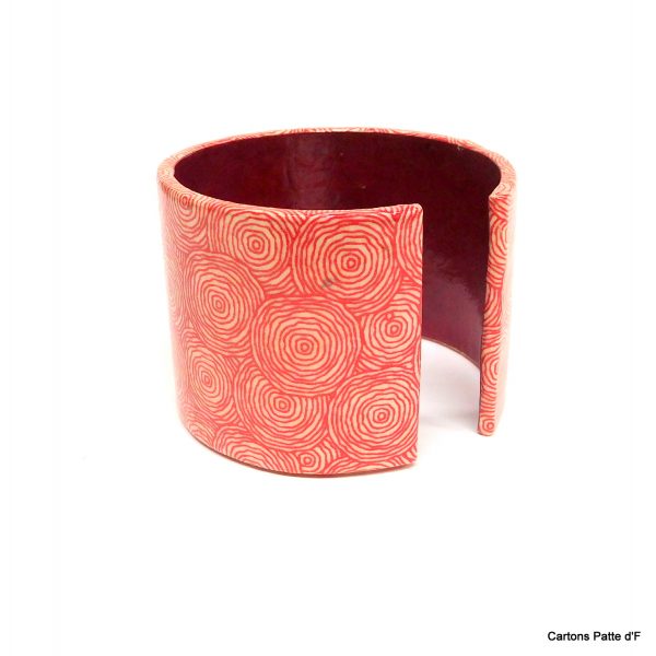 Bracelet manchette en carton - "Rondorouge"