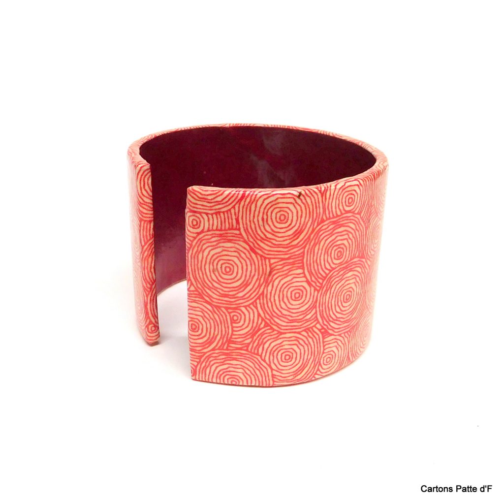Bracelet manchette en carton - "Rondorouge"