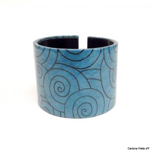Bracelet manchette en carton - "Bleu et noir" – Image 2