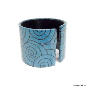 Bracelet manchette en carton - "Bleu et noir" – Image 3