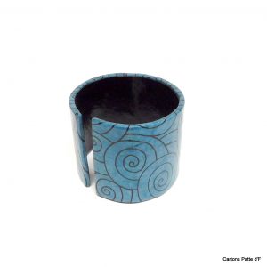 Bracelet manchette en carton - "Bleu et noir" – Image 4