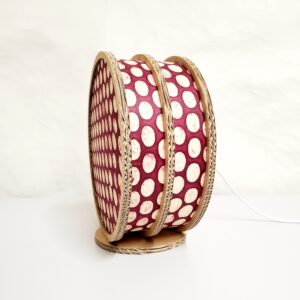 Lampe "Tambourin" en carton et papier Népalais Bordeaux gros pois blancs – Image 6