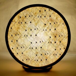 Lampe "Tambourin" en carton et papier Népalais Blanc Nœuds - 2025 – Image 1