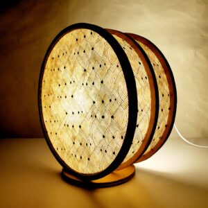 Lampe "Tambourin" en carton et papier Népalais Blanc Nœuds - 2025 – Image 6