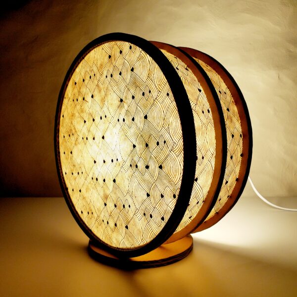 Lampe "Tambourin" en carton et papier Népalais Blanc Nœuds - 2025
