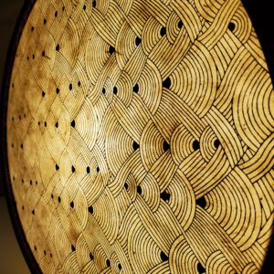 Lampe "Tambourin" en carton et papier Népalais Blanc Nœuds - 2025 – Image 7