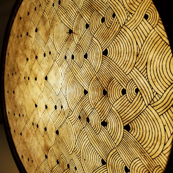 Lampe "Tambourin" en carton et papier Népalais Blanc Nœuds - 2025