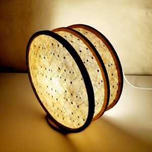 Lampe "Tambourin" en carton et papier Népalais Blanc Nœuds - 2025 – Image 8